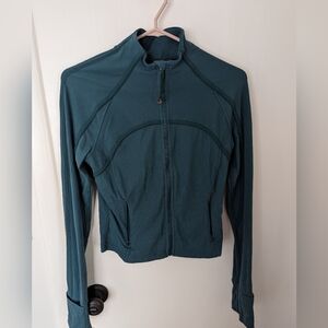 Ribbed Nulu Cropped Define Jacket -Green Jasper